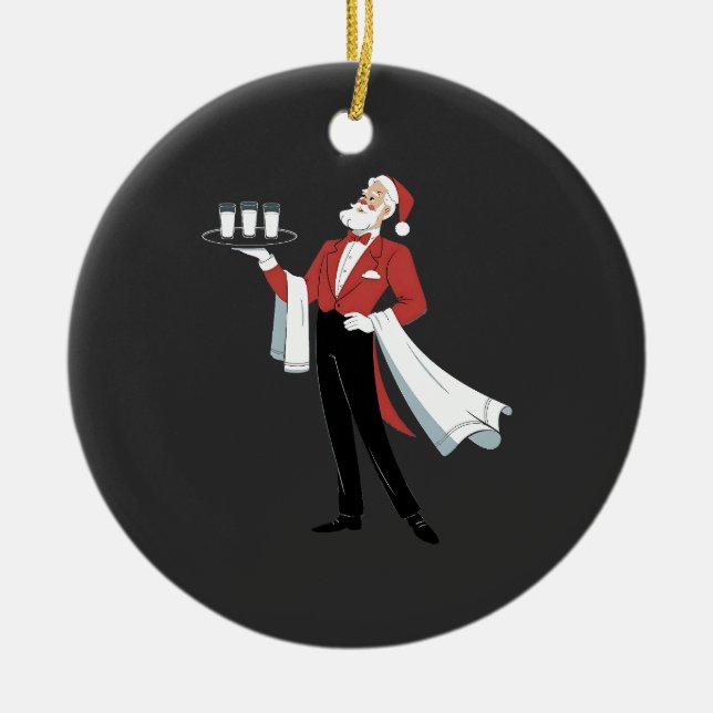 Waitress Christmas Santa Server Xmas  Keramik Ornament (Vorne)