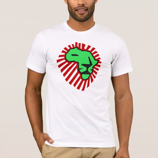 Waka waka rotes Mähnen-Grün-Löwe-Afrika-Shirt T-Shirt (Vorderseite)