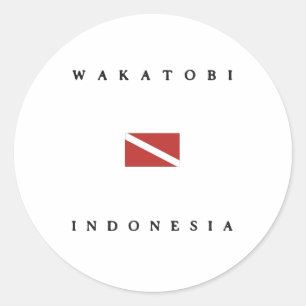 Wakatobi Indonesia Scuba Dive Flag Runder Aufkleber