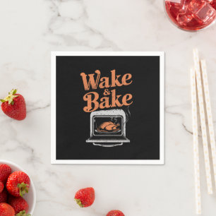 Wake Bake Truthahn Abendessen Lustiges Erntedankfe Serviette