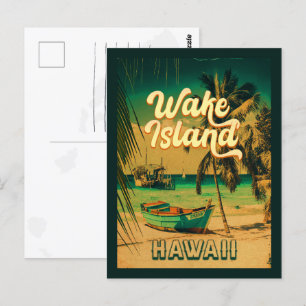 Wake Island Hawaii Vintage Retro Palmen 60er Postkarte