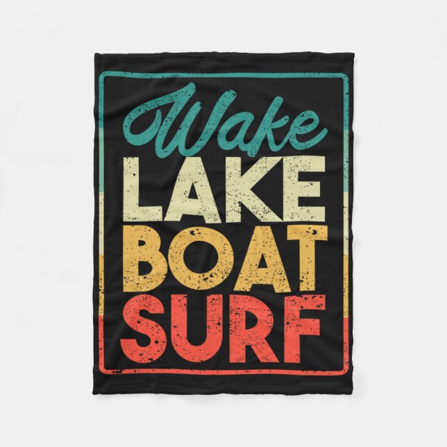 Wake Lake Boat Surf Funny Wakesurf Board Surfing S Fleecedecke (Vorderseite)