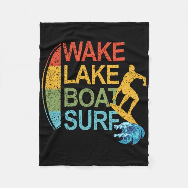 Wake Lake Boot Surf Surfing Surfboarding Surfbrett Fleecedecke (Vorderseite)