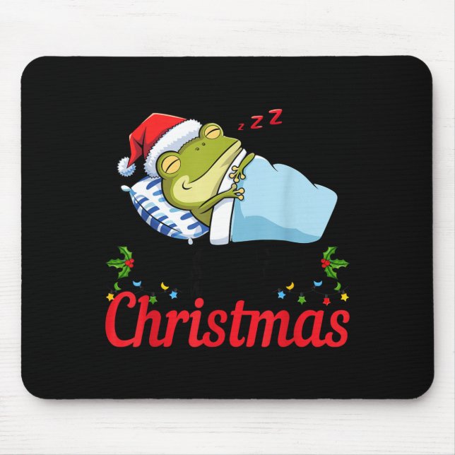 Wake Me Up When It's Christmas Cute Frog Animal Sl Mousepad (Vorne)