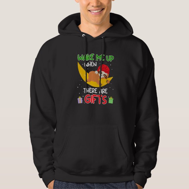 Wake me up when there ares sloth Christmas Hoodie (Vorderseite)