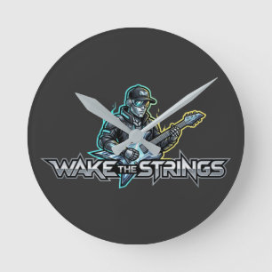 Wake The Strings Retro Future Art Runde Wanduhr