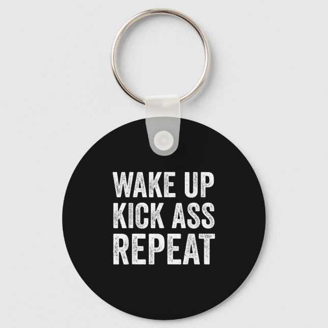 Wake Up Kick Repea,funny Quote Workout Motivation  Schlüsselanhänger (Vorderseite)