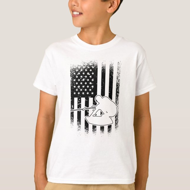 Wakeboard American Flag Wakeboarder T-Shirt (Vorderseite)