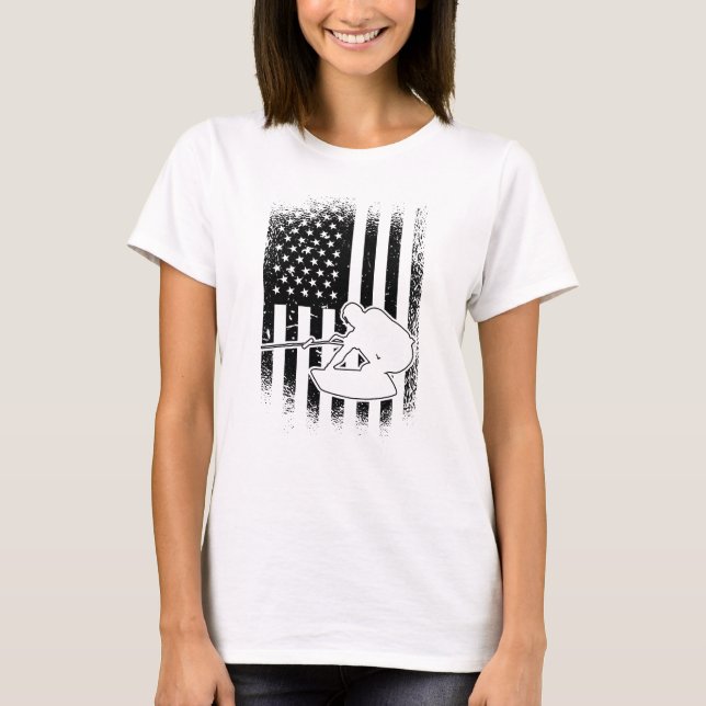 Wakeboard American Flag Wakeboarder T-Shirt (Vorderseite)