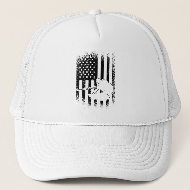 Wakeboard American Flag Wakeboarder Truckerkappe (Vorderseite)