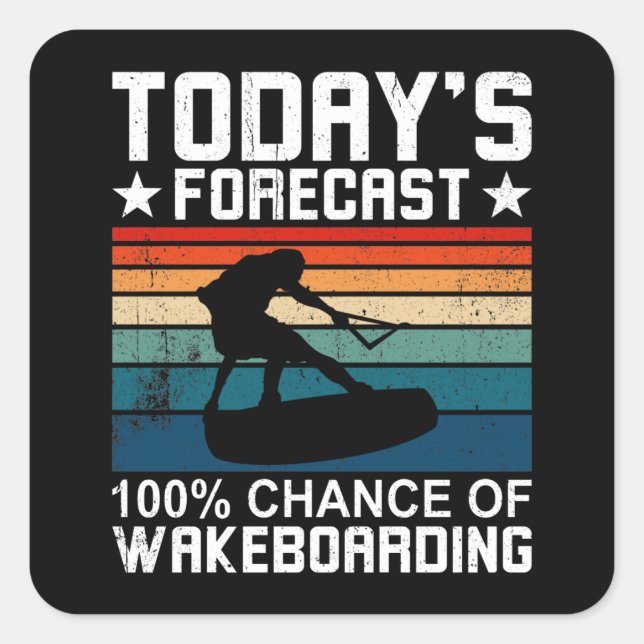 Wakeboard and Wakeboarding Forecast Quadratischer Aufkleber (Vorderseite)