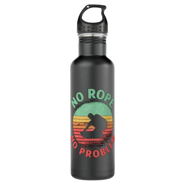 Wakeboard No Rope No Problem Retro Wakeboarder Edelstahlflasche (Vorderseite)