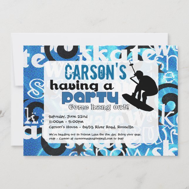 Wakeboard-Party Einladung (Vorderseite)
