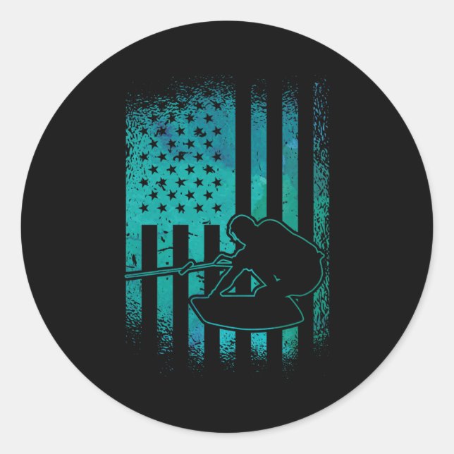 Wakeboard Wakeboarder Wakeboarding Runder Aufkleber (Vorderseite)