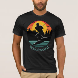 Wakeboard Wasserski Sport Retro Orange Sonnenunter T-Shirt