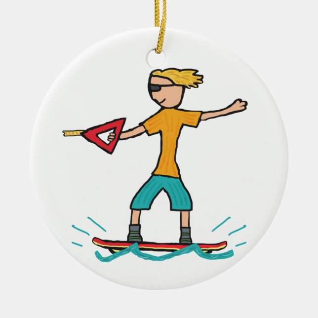 Wakeboarding Keramik Ornament (Vorne)