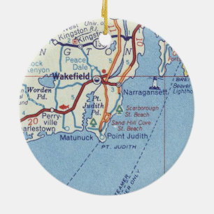 Wakefield RI Vintage Karte Keramik Ornament