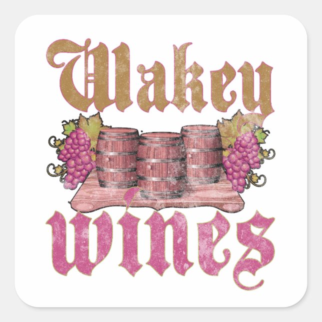 Wakey Wines Quadratischer Aufkleber (Vorderseite)