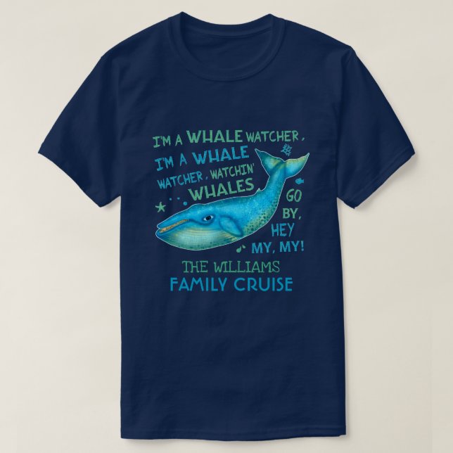 Wal-aufpassende Familien-Ferien-Kreuzfahrt T-Shirt (Design vorne)