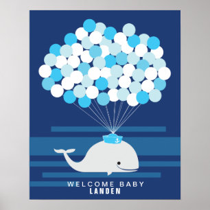 Wal   Baby Shower Gästebuch Druck