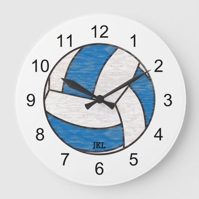 Wal Ball Wall Clock blau und weiß Große Wanduhr (Vorderseite)
