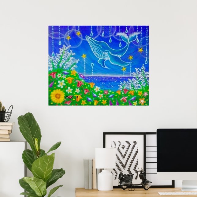 Wal & Blumen Poster (Heimbüro)