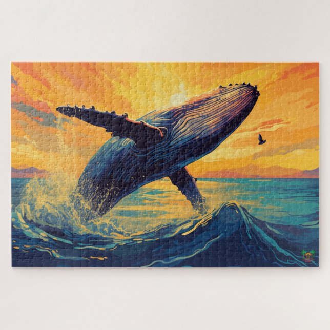 🐙 Wal des Sonnenuntergangs Puzzle (Horizontal)