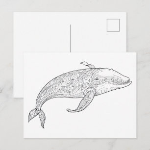 Wal-Doodle-Zeichnung. Postkarte
