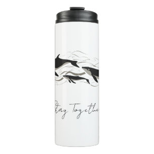 Wal-Familie Ozean zusammen Silhouette Thermosbecher