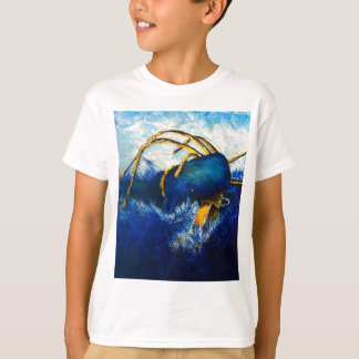 Wal gegen kolossale Tintenfisch-Meerblick-Malerei T-Shirt