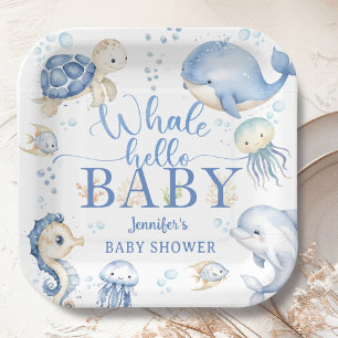 Wal-Hallo-Baby-Party Junge Blauer Ozean Pappteller