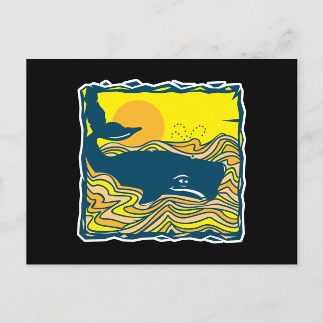 Wal im Sonnenuntergang Postkarte (Vorderseite)