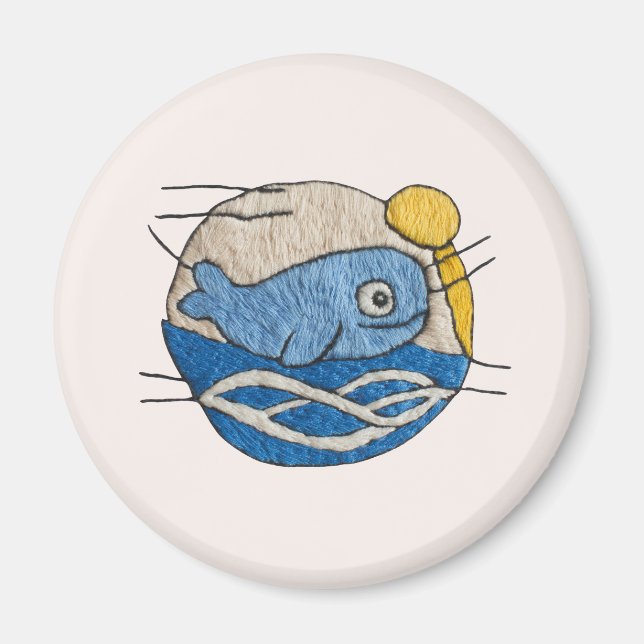 Wal im Stickdesign Magnet (Vorne)
