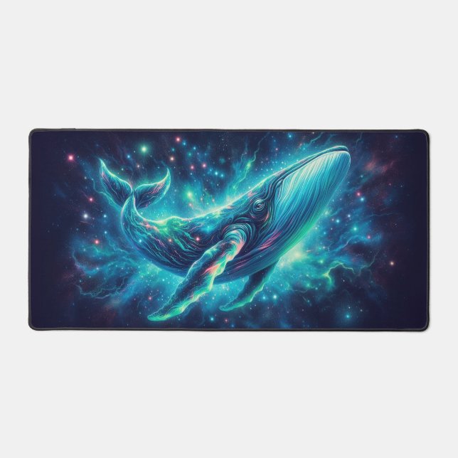 Wal im Weltraum, Augen fangende Neontiere Schreibtischunterlage (Vorderseite)