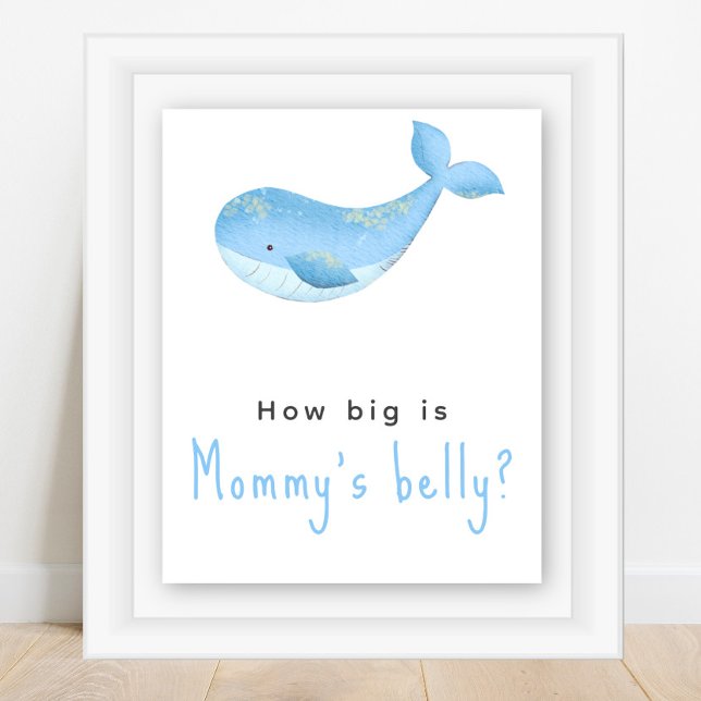 Wal in Wasserfarbe - Wie groß ist Mommys Bauch? Poster (Von Creator hochgeladen)
