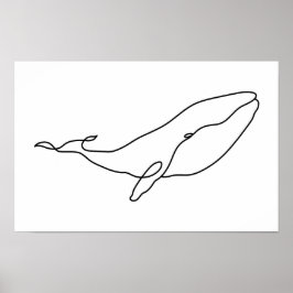 Wal, Linienkunstillustration 17 x 11 Poster