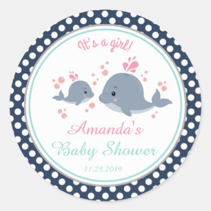 Wal Mädchen Baby Shower Danke Favor Runder Aufkleber