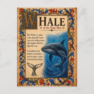Wal, mittelalterliche Bestiarien-Kunst Postkarte