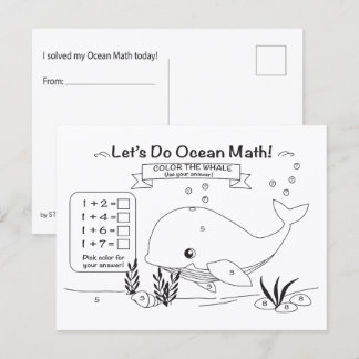 Wal-Ozean-Mathe-Färbpostkarte Postkarte