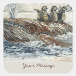 Wal-Reiter Whimsical Wal und Pinguin Ozean Quadratischer Aufkleber