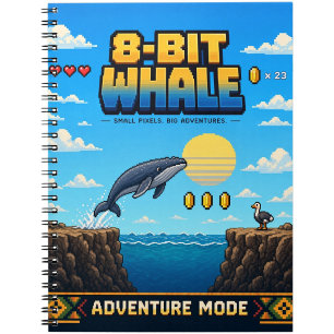 Wal, Retro-8-Bit-Pixelkunst Notizblock