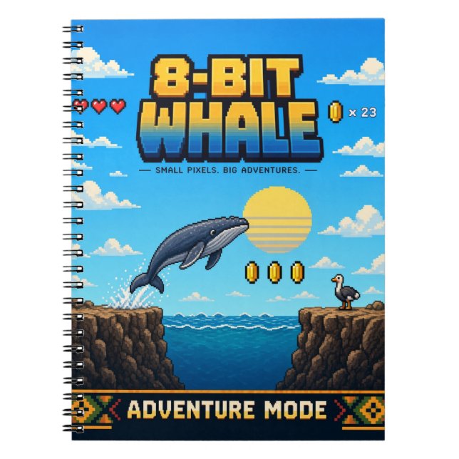 Wal, Retro-8-Bit-Pixelkunst Notizblock (Vorderseite)