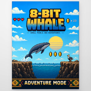 Wal, Retro-8-Bit-Pixelkunst Postkarte