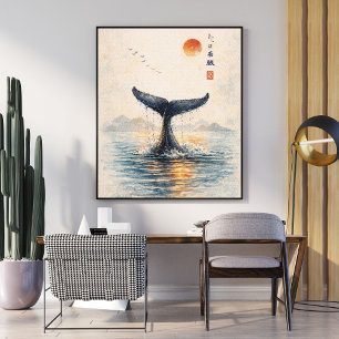 Wal-Schwanz Kunstposter   Poster im japanischen St