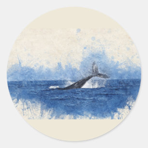 Wal Schwanz Wasser Tier Kunst Runder Aufkleber