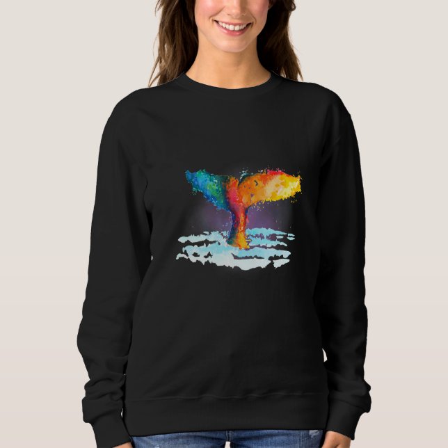 Wal Schwanz Wasserfarbe Fantasy Mythisch Mystisch  Sweatshirt (Vorderseite)