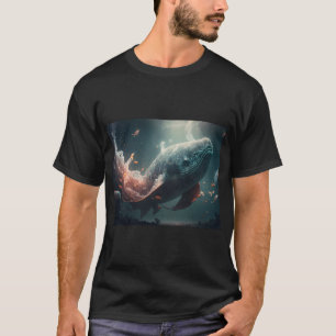 Wal schwimmt mit kleinen Fischen Landschaft T-Shirt