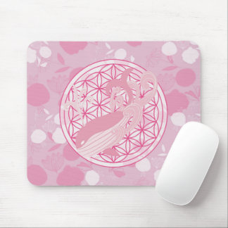 Wal, tierisches Totem,zen,Chakra,Blume des Lebens Mousepad