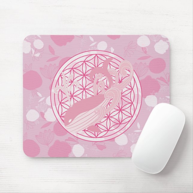 Wal, tierisches Totem,zen,Chakra,Blume des Lebens Mousepad (Mit Mouse)