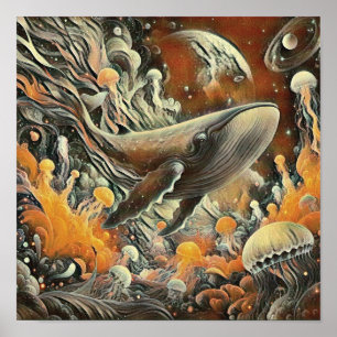 Wal und Quallen Kunstprint Poster